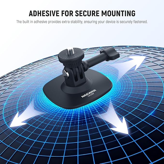 NEEWER Adhesive Mount Compatible with Insta 360 GoPro DJI AKASO Action Camera, 180° Tilt Flexible Car Helmet Holder Base Adapter for POV Video Recording Live Streaming, for 1/4" Accessories, CA159 - Image 3