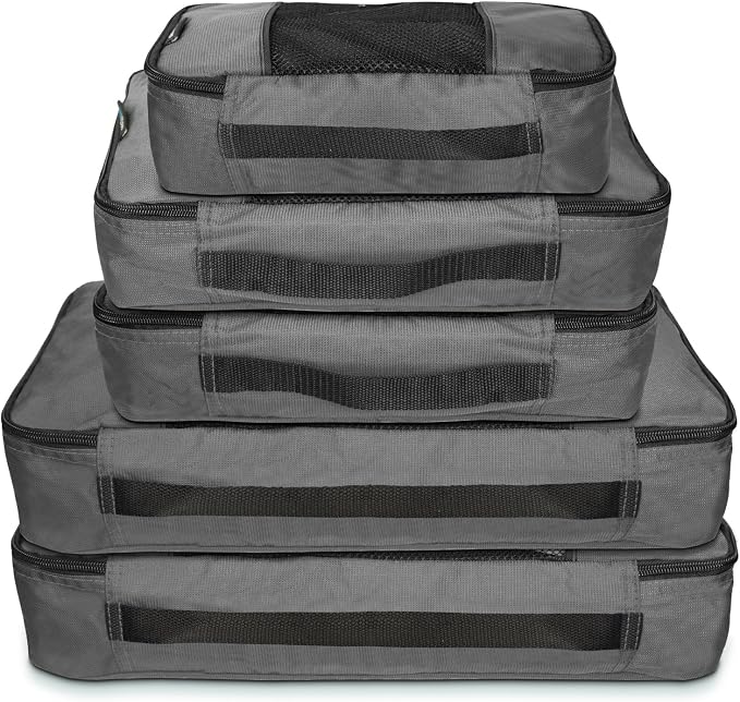 Travel Wise Packing Cubes for Travel - 5 Piece Set with Pattern Design, Lightweight Ripstop Nylon Luggage Organizers with Mesh Panel, Small Medium Large Sizes - Image 2