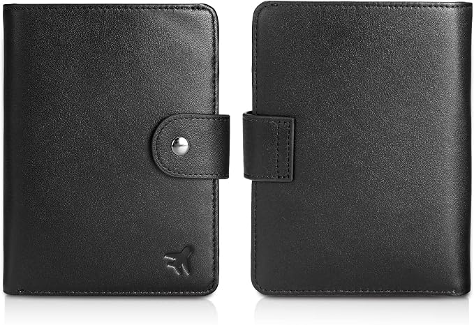 Polare Luxury RFID Blocking Leather Passport Holder Travel Wallet For Men and Women (Black(Snap Version)) - Image 5