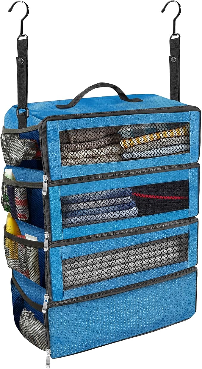 Olosar Suitcase Organizer, Travel Luggage Organizer Portable Hanging Travel Shelves Collapsible Hanging Packing Cubes for Carry on Suitcase by Unknown