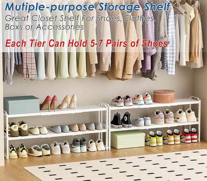 Metal Storage Shelves For Kitchen Pantry, Cabinet Shelf Organizer, Adjustable Height, Expandable Length, Stackable Design,50 LBS Load Capacity, For Dishes Spices Cans Plates Cans Bottles Cups Mugs - Image 6