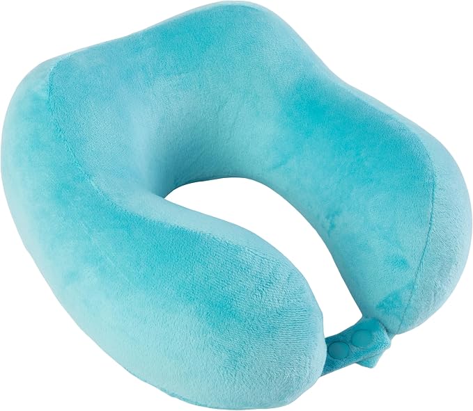 Home-Complete Travel Pillow Set - Memory Foam Pillow, Fleece Blanket, and Eye Mask - Travel Essentials for Airplanes, Trains, Cars, Buses (Blue) - Image 4
