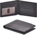 Real Leather Mens Bifold Wallet RFID Blocking Slim Minimalist Front Pocket - Thin & Stylish with ID Window in Gift Box (Nappa, Dark Chocolate) by WiseOwlAccessories