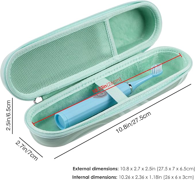 Dual Electric Toothbrush Case, Portable Bag for Travelling, Large Toothbrush Case Holder Compatible with AquaSonic, Sumkyle, Oral-B iO Series, Philips Sonicare (Green) - Image 3