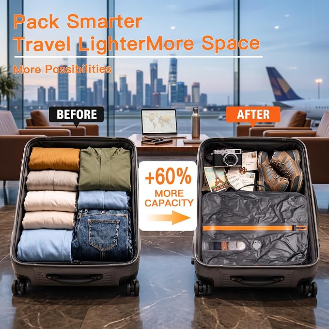 Travel Vacuum Bags With Pump, 1 Pack 22L Compression Kit For Clothes | IPX8 Waterproof; 3-5 Minute Compression; USB-C Cordless Pump; Up To 60-Minute Runtime; Saves Up To 60% Space; Airtight Seal - Image 5