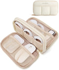 BAGSMART Electronics Organizer Travel Case for Cords Chargers Phones, Beige | Puffy Padded, Travel Essentials, Cord organizer bag for Cables, Compact Tech Accessories Pouch by BAGSMART