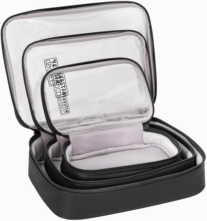 AKOZLIN Cable Organizer Bag, Padded Electronic Organizer Travel Case | Double Layer Cord Organizer Case 3pcs/set, DJ Cable File Accessories Bag with Adjustable Divider, Clear - Image 5