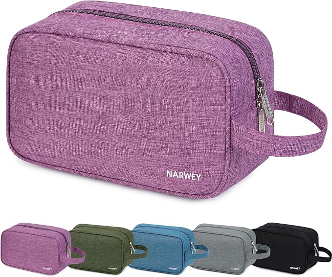 Narwey Travel Toiletry Bag for Women Traveling Dopp Kit Travel Bag for Toiletries Cosmetic Bag Makeup Bag Medicine Bag for Traveling (Dark Purple) by Narwey