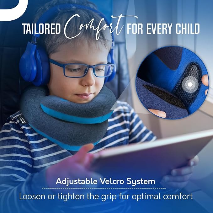 BCOZZY Kids Chin Supporting Travel Pillow for Ages 8–12- Patented Soft Neck Pillow for Head and Chin Support in Car Seat and Airplane. Comfortable Travel Essential. Medium Size, Bag, Light Blue - Image 7