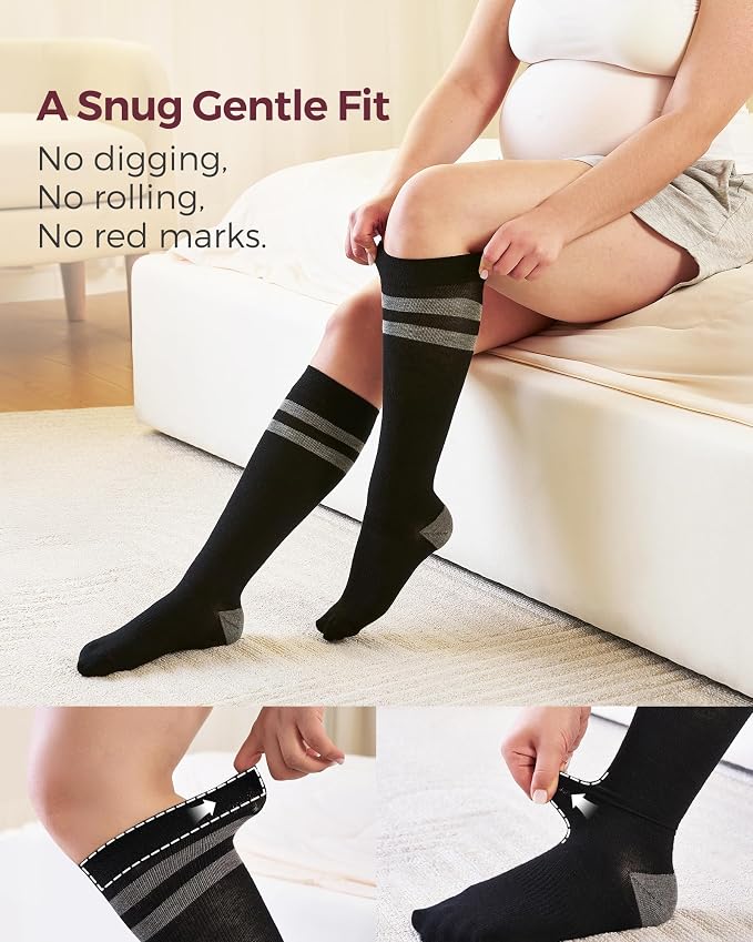 Momcozy Compression Socks for Women Wide Calf, 15-20mmHg Knee High Support Socks for Pregnancy, Nurses, Flying, Travel - Image 3