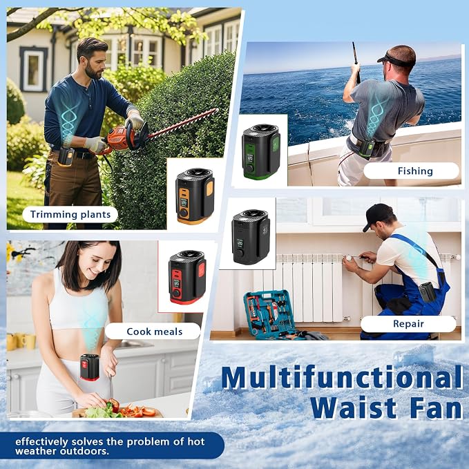 Portable Fan,Waist Clip Fan, Clip-On Personal Turbo Cooling Fan | 120-Speed Adjustable Rechargeable Clip On Waist Bladeless Fan with LED flashlight for Outdoor,Travel,Camping - Image 6