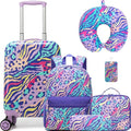 Kids Carry on Luggage Sets 5 Piece Rolling Suitcases for Girls Women with Wheels Toddler Hardshell Suitcase Set Airplane Approved by Unknown