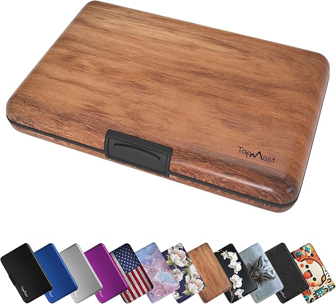 TopMost Aluminum Wallet, Card Case Wallet, Metal RFID Credit Card Holder for Men & Women, 6 Cotton Slots for 10-12 Cards And Bills, Rfd Protective by TopMost