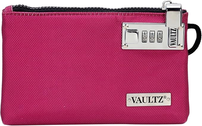 Vaultz Locking Accessories Pouch, 7 x 10 Inches, Berry Color | Zippered pouch secures cash and small accessories, portable 7 x 10 inch size, ideal for travel, bank or everyday storage use by Vaultz