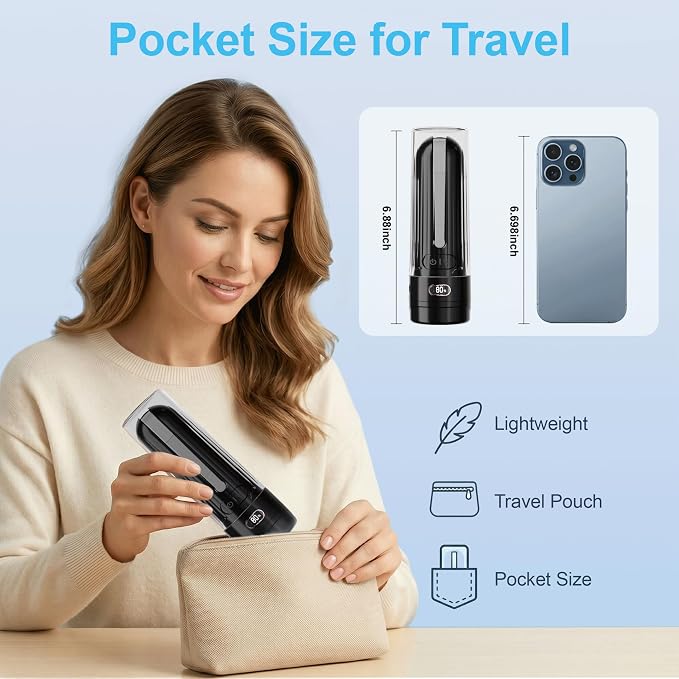 Electric Portable Bidet for Camping & Business Trips, Black | Pocket size whisper-quiet handheld sprayer 3 pressure modes 1600mAh Long-lasting Battery USB-C Rechargable IPX7 Waterproof - Image 4
