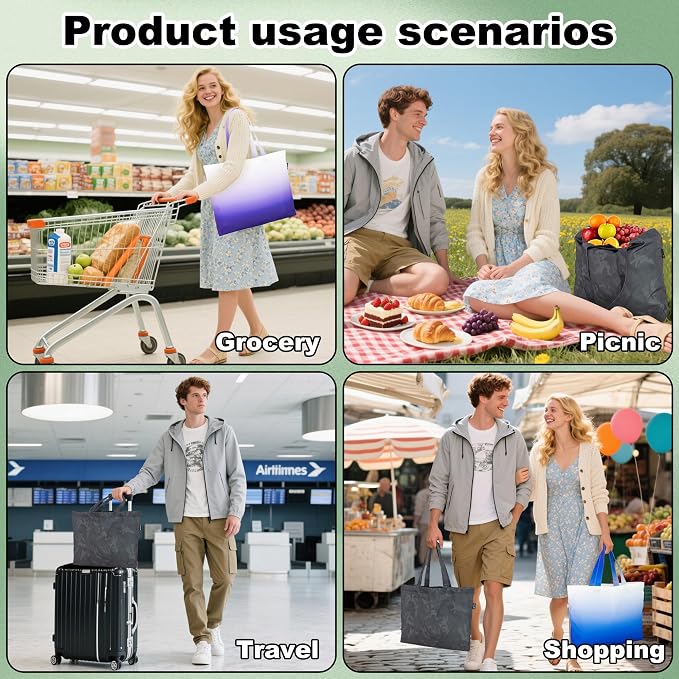 HOLYLUCK Tote Bag with a Detachable Small Bag, Foldable Reusable Grocery Bags 20L Shopping Bag - Image 8