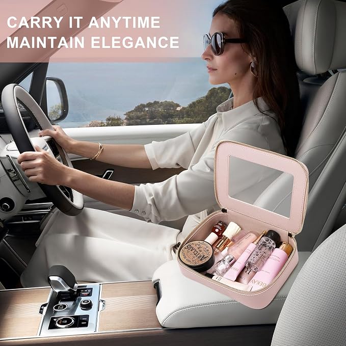 Pinkmik Clear Makeup Bag, (Pink, M) | Waterproof, Travel Cosmetics and Toiletries Case, Portable Makeup Organizer, Clear Car Bag with Zipper - Image 7