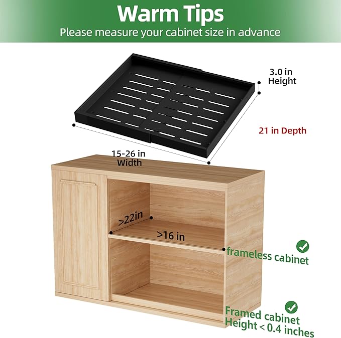 PAKETA 4 Pack Expandable Pull Out Cabinet Organizer,21" Deep | Pull Out Drawers for Cabinets with width from 15" to 26",Sliding Drawers for Cabinets with Upgrade 3 Slide Rails,hold 65 lbs - Image 2