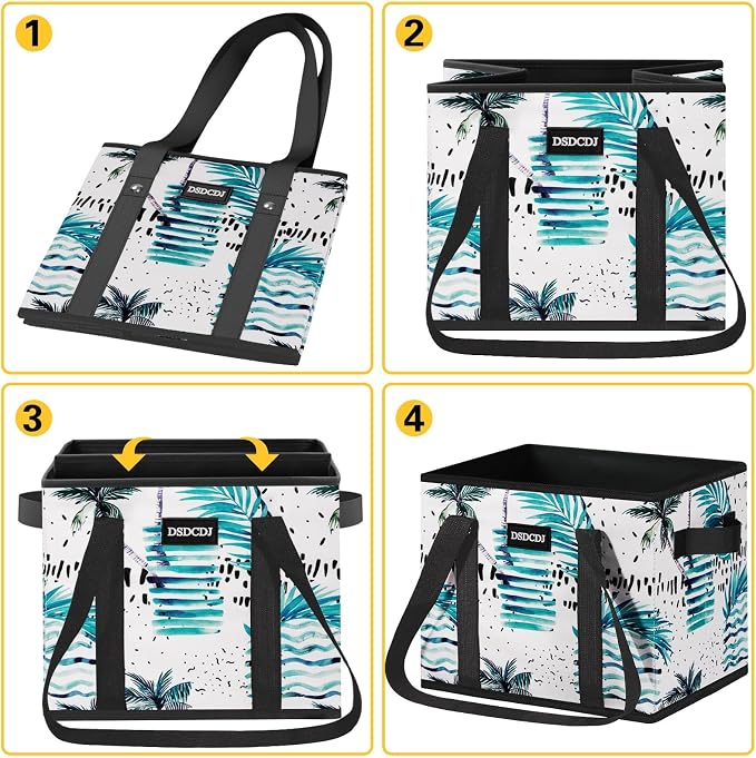 Reusable Grocery Bags 3-Pack, Shopping Tote Bags with Hard Bottom | Heavy Duty, Holds 65lbs, 25L Capacity, Stands Upright, Tear-Resistant Handles with Metal Rivets, Foldable for Storage - Image 7