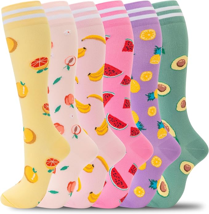 fenglaoda Compression Socks for Women Men Support Circulation 6 Pairs Socks For Nurse, Travel, Flight by fenglaoda