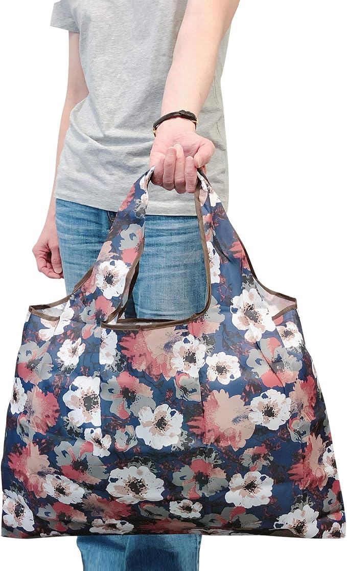 allydrew Large Foldable Tote Nylon Reusable Grocery Bags, Easter Floral - Image 2