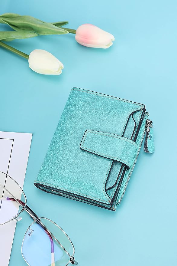 Small Compact Women Wallet RFID Blocking Genuine Leather Bifold Purse with ID Windows - Image 6