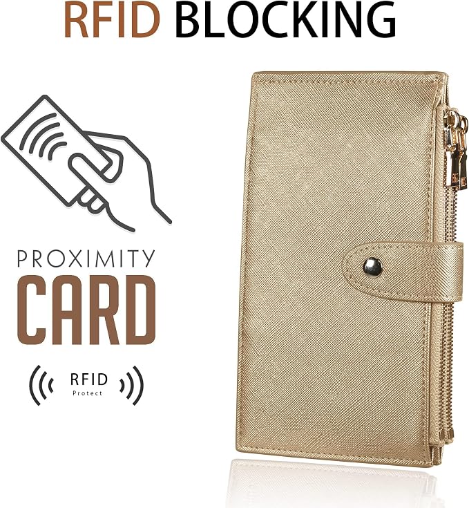Travelambo RFID Wallet Women Large Size Bifold Multi Card Wallet Case with Zipper Pocke Credit Card Holder for Women - Image 3