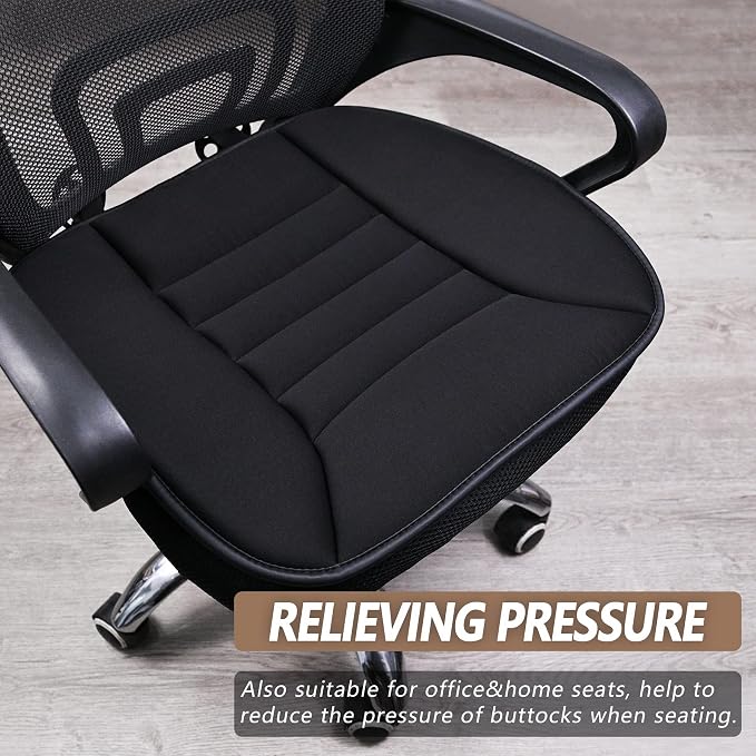 Car Seat Cushion Pad 1.2" Thick Comfort Seat Protector for Car Driver Seat Office Chair Home Use Memory Foam Seat Cushion with Non Slip Bottom, 20'' x 18.5'', Black - Image 6