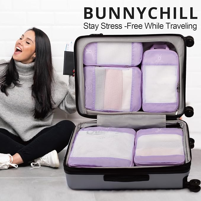 6/8 Set Space Saving Compression Packing Cubes Lightweight Packing Cube | Expandable Space-Saving Compression Cubes 6 Set Lightweight Travel Luggage Packing Cubes Organizer Essentials Smooth Zippers - Image 2