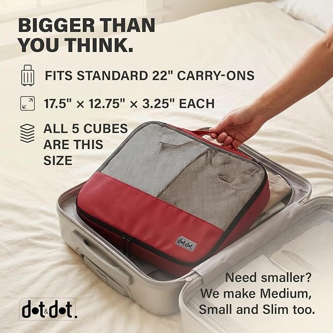 Large Packing Cubes for Travel - 5pc Packing Cubes for Suitcases - Lightweight Luggage Organizer Bags (Non-Compression) - Image 2