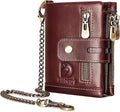 Chain wallets for men, Genuine Leather Biker Wallet with RFID Blocking Brown Color with Chain… by bill+heart