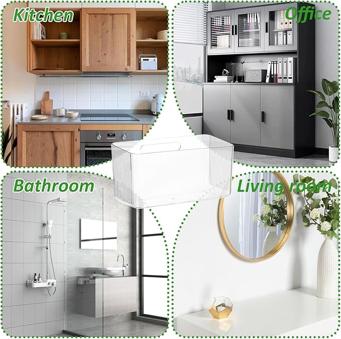 4 PCS Plastic Adhesive Mount Over Cabinet Door Organizer, Under Sink Door Storage Shelf Refrigerator Side Storage Box, Wall Organization Container for Kitchen Bathroom Office - Image 5