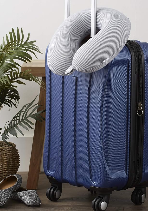 Bucky Jersey Stripe Travel Comfort, Travel Accessories, Memory Foam Neck Pillow, Gray Stripe, One Size - Image 5