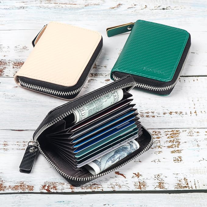 Credit Card Wallet, RFID Card Case Wallet, Zipper Card Cases Holder for Men Women, RFID Blocking, KeyChain Wallet, Compact Size Card Organizer Case for Women - Image 8