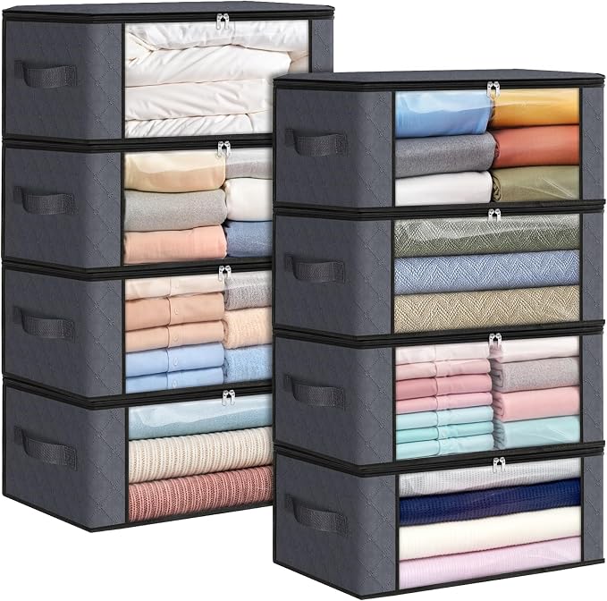 35L Closet Organizers, Foldable Under Bed Storage Containers | Storage Bags with Zippers,Window and Handles for Organizing Bedroom, Closet, Clothing,Organization with Handle by Fabtotes