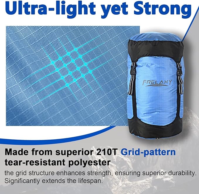 Frelaxy Compression Sack, 40% More Space! Sleeping Bag Stuff Sack | Ultralight Compression Stuff Sack, Water-Resistant & Ultralight Space Saving Gear for Camping, Hiking 11L/18L/30L/45L/52L - Image 3