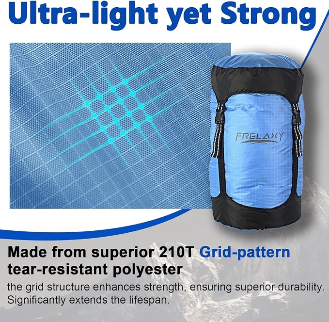 Frelaxy Compression Sack, 40% More Space! Sleeping Bag Stuff Sack | Ultralight Compression Stuff Sack, Water-Resistant & Ultralight Space Saving Gear for Camping, Hiking 11L/18L/30L/45L/52L - Image 3
