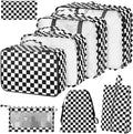 8 Set Packing Cubes for Suitcases,Packing Cube with Shoe, Cosmetics, Clothing, and Accessories Bags Packing Cubes for Travel Luggage Organizer Women Men(Black White Checkered) by Hatisan