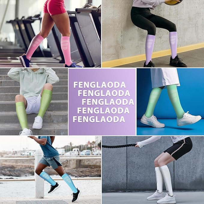 fenglaoda Compression Socks Women Men 6 Pairs, Knee High Best Support Circulation Socks for Running, Travel, Flight, Nurse - Image 5