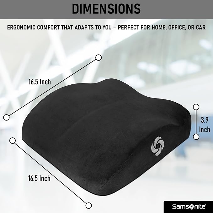 Samsonite Car Seat Cushion Curved Pillow - Butt Cushions for Office Chairs, Car Seat Back Support Pillow Tailbone Support Cushion - Image 4