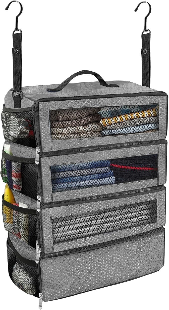 Olosar Suitcase Organizer, Travel Luggage Organizer Portable Hanging Travel Shelves Collapsible Hanging Packing Cubes for Carry on Suitcase by Unknown
