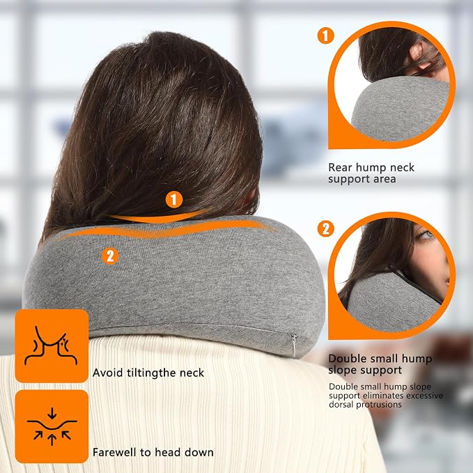 Travel Pillows for Airplanes, Travel Neck Pillow, Neck Pillow Airplane Memory Foam Travel Pillow 360 Degree Support Portable Pillows for Airplanes Offices and Cars - Image 3