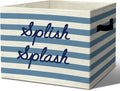 Boho Bath Time Affirmation Storage Bins Box with Handles Organizer Basket | cheerful calming foldable basket for organizing, blue striped collapsible toys clothes for playroom nursery bedroom, 10x14 in by Unknown