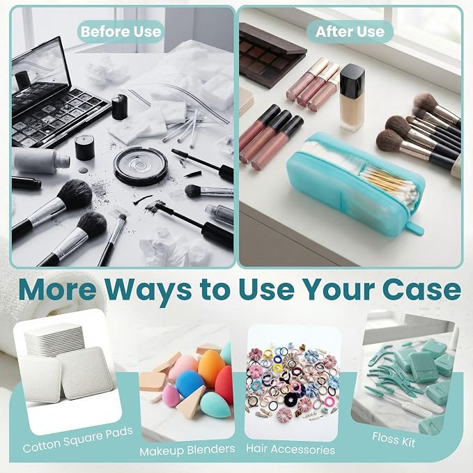 Cotton Pad Swab Travel Case, 2-in-1 Waterproof Organizer, VISFRESH (Blue) - Image 6