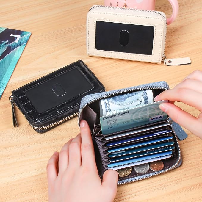 Credit Card Wallet, RFID Card Case Wallet, Zipper Card Cases Holder for Men Women, RFID Blocking, KeyChain Wallet, Compact Size Card Organizer Case for Women - Image 7