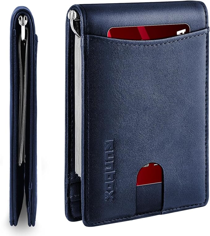 RUNBOX Slim Money Clip Wallets for Men RFID Blocking 11 Card Holder Minimalist Small Thin Carbon Leather Bifold Mens Front Pocket Wallet Gift Box by RUNBOX