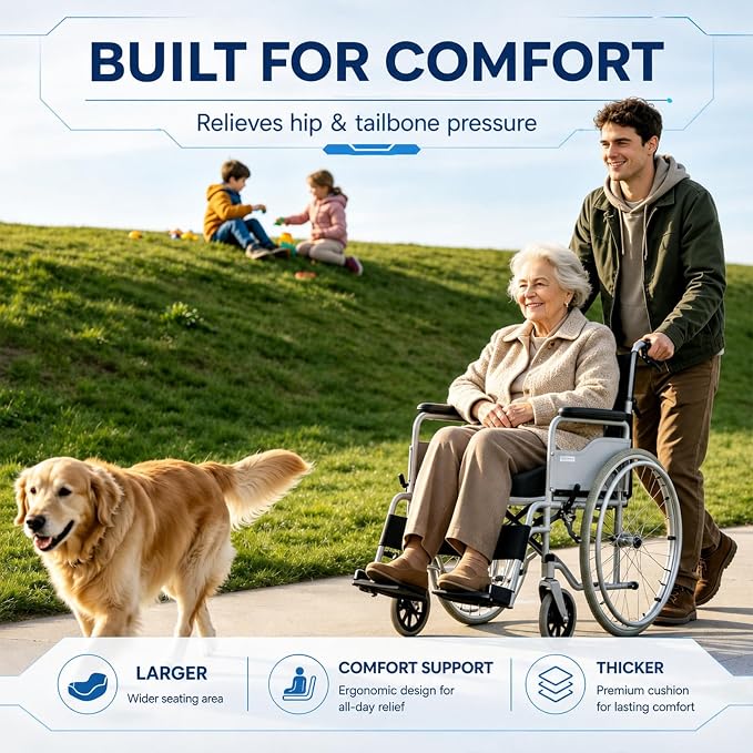 Memory Foam Seat Cushion for Office Chair & Car Seat, Black | for Office Chair, Car Seat, Relieving Pressure Tailbone Sciatica Back Pain for Long Sitting Office Workers, Car Drivers - Image 6