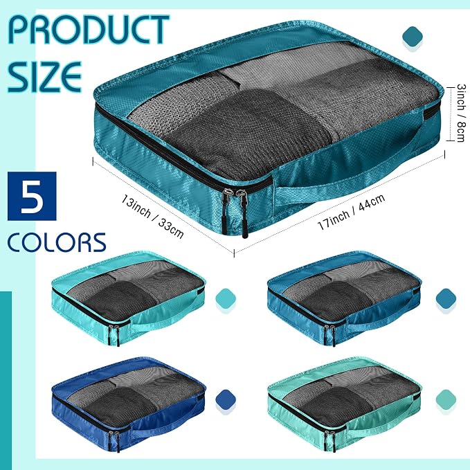 5 Pcs Packing Cubes for Suitcase Large Travel Cubes Carry on Luggage Organizer Bags for Clothes Accessories(L,Blue) - Image 2