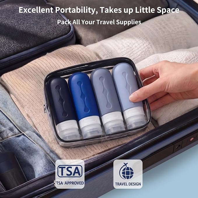 Gemice Travel Bottles - TSA Approved 3oz Containers, BPA Free, Leak Proof, Refillable Liquid Travel Accessories for Shampoo, Lotion, Soap - Image 4