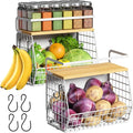 Magnetic Shelf for Fridge with Wood Lid, Fruit Potato and Onion Storage Bins, Pantry Organizers & Storage, Large Container Magnetic Spice Rack for Refrigerator, Kitchen Counter (White, 2) by Ofiray-home